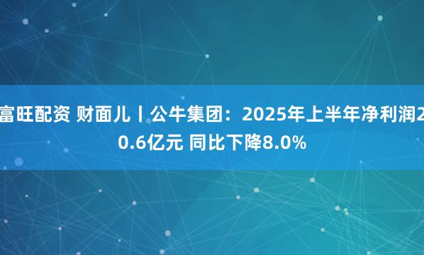 富旺配资 财面儿丨公牛集团：2025年上半年净利润20.6亿元 同比下降8.0%